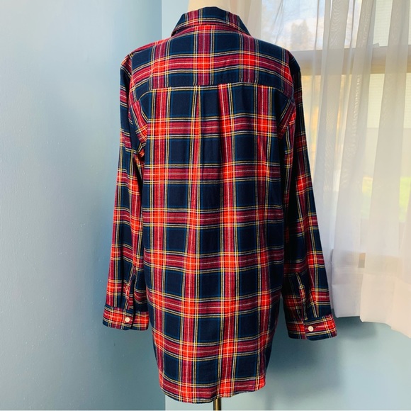 Old Navy Blue Tartan Plaid Classic Flannel Button Down - Picture 4 of 8
